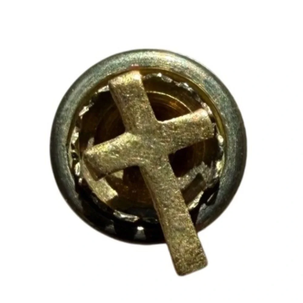 Vintage Cross Lapel Pin Unisex Gold Excellent Screw Back Religious Faith